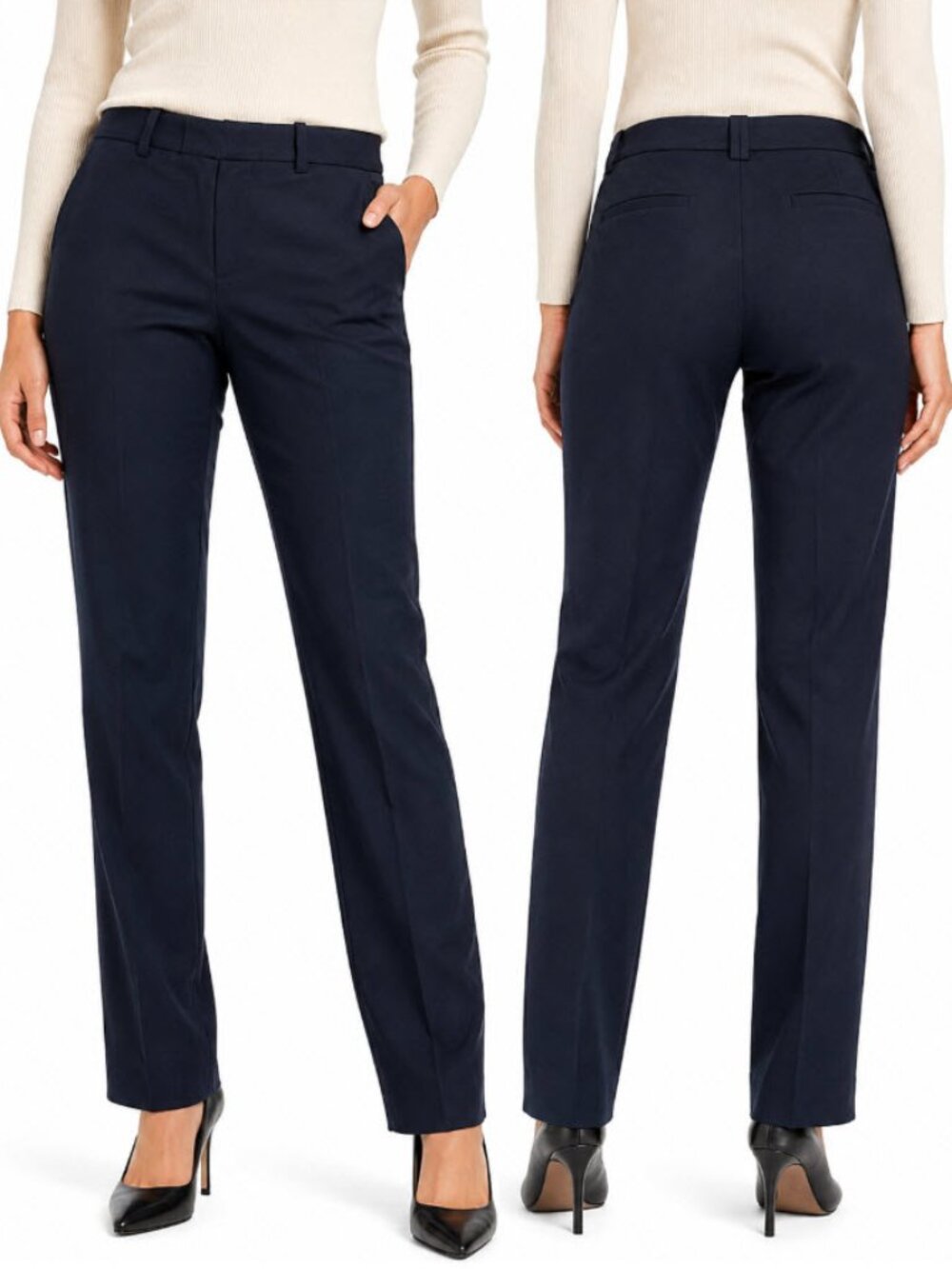 Brooks Brothers Red Fleece Navy Wool Blend Straight Leg Pants Size 8